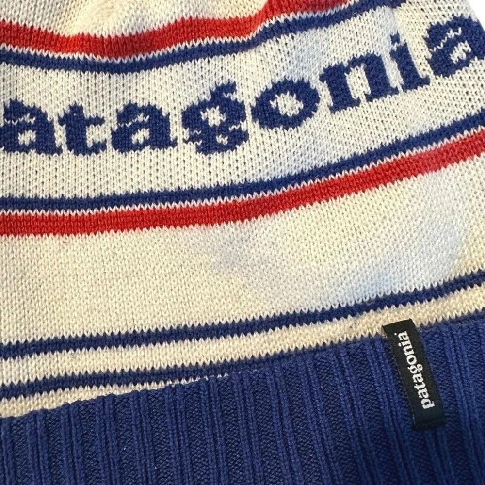 Patagonia Winter Powder Town‎ Beanie Park Stripe Viking Blue Red White One Size